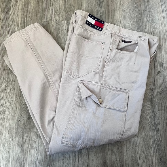 Vintage Tommy Hilfiger Tommy Jeans Khaki Cargo Pants Size 32 x 32 - Picture 1 of 15